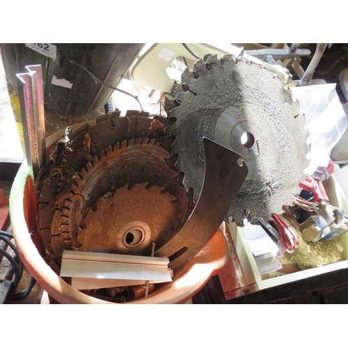 164 - Orange bucket saw blades etc