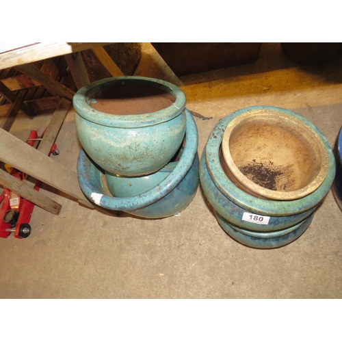 180 - 6 various glazed garden pots