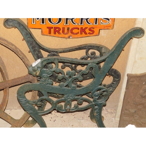 31 - Pair cast iron bench ends