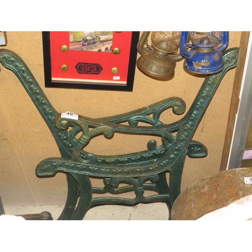 49 - Pair cast iron bench ends