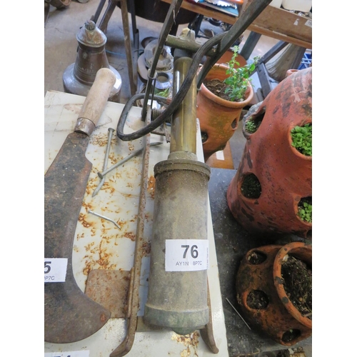 76 - Brass & iron foot pump