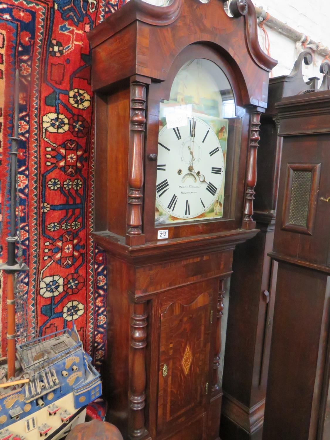 Oak & inlaid 7ft 8 day longcase clock with second hand calender date by ...