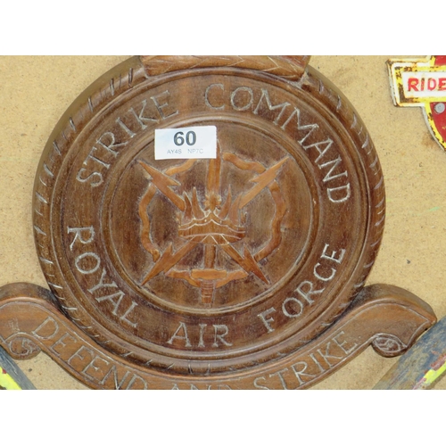 60 - Wooden plaque-Strike Command Royal Airforce diameter 16