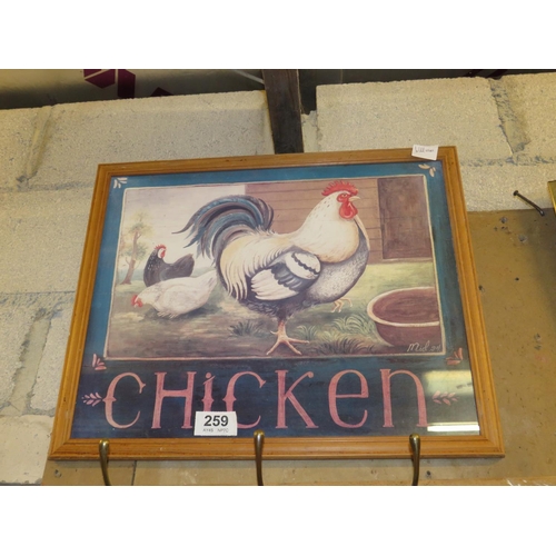 259 - Framed chicken picture