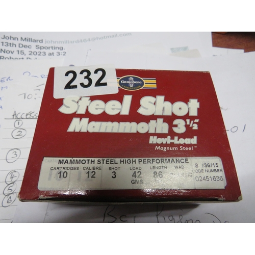 232 - Box Gamebore (10) 12 gauge cartridges