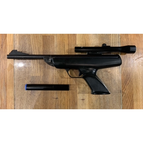 360A - BSA Scorpian .22 air pistol with a Milbro 1.5x15 magnification scope,the cocking accessory is a afte... 