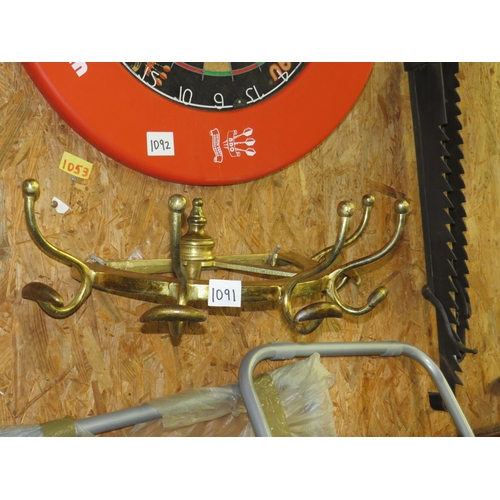 1091 - Brass semi circular coat hanger