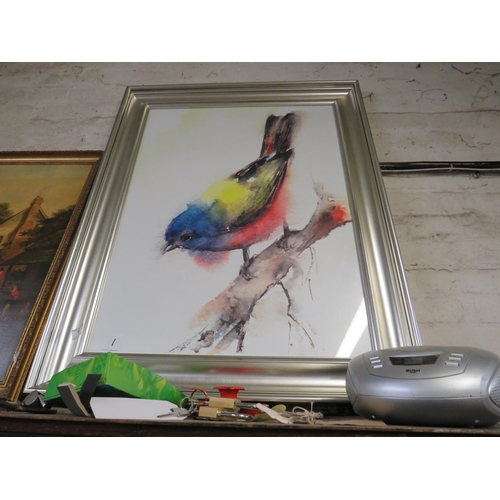 1 - Coloured print bird on branch