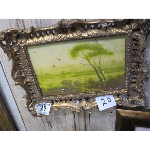 20 - Oil on marble in gilt frame