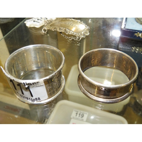 111 - 2 silver napkin rings