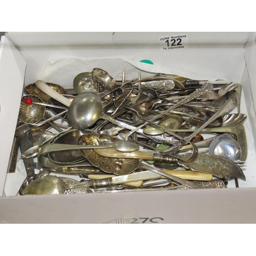 122 - Large box silver plated cutlery