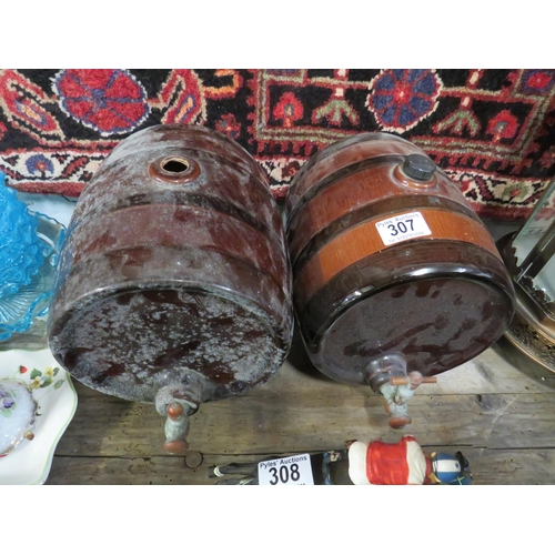 307 - Pair china wine barrels