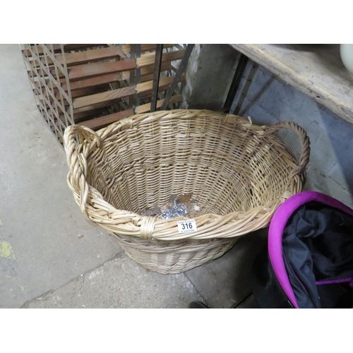 316 - 2 handled log basket