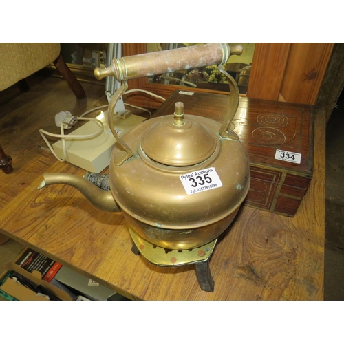 335 - Brass trivet & kettle