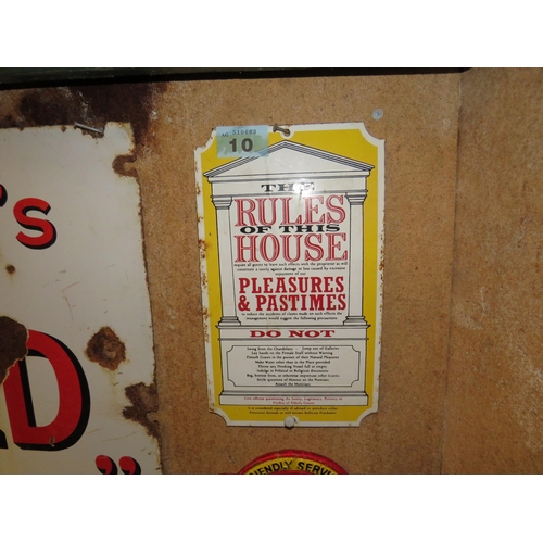 10 - Enamel on tin sign 12