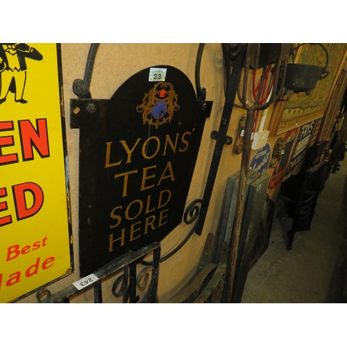 23 - Hanging Lyon's Tea sign height 35