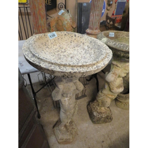 126 - Reconstituted stone birdbath diameter 14