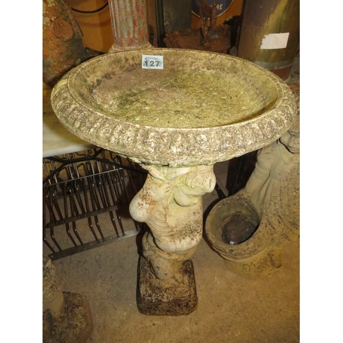 127 - Reconstituted stone Cherub birdbath diameter 16