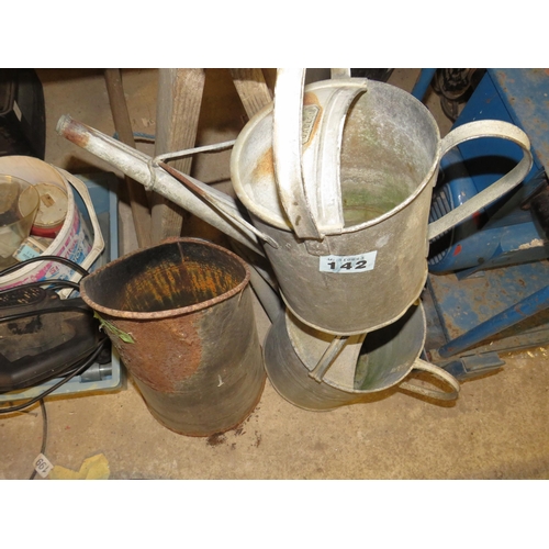 142 - Coal hod & 2 galvanised watering cans