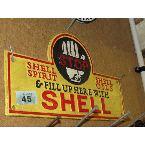 45 - Cast iron Shell sign 15