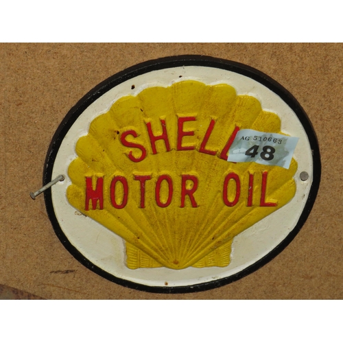 48 - Cast iron Shell sign diameter 8.5