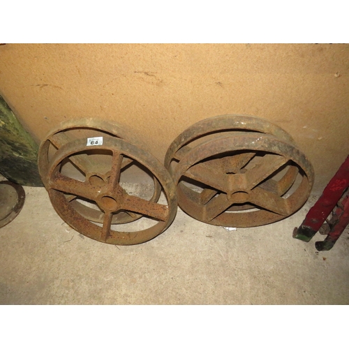 64 - 4 cast iron Sheperd hut wheels