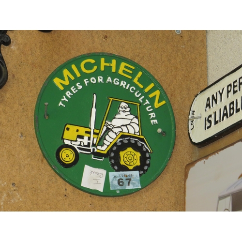 67 - Cast iron Michelin sign diameter 9