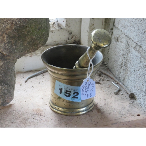 152 - 18th century brass pestal & mortar