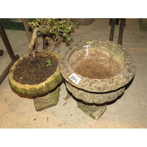 201 - 2 reconstituted stone pots