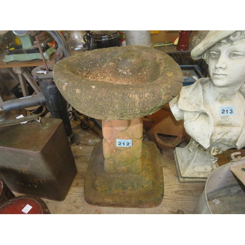 212 - Reconstituted stone birdbath