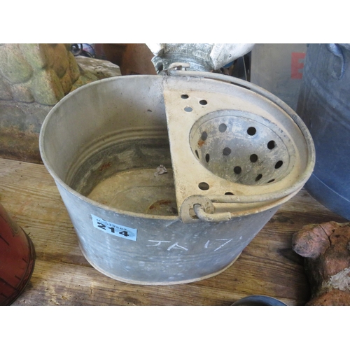 214 - Galvanised mop bucket