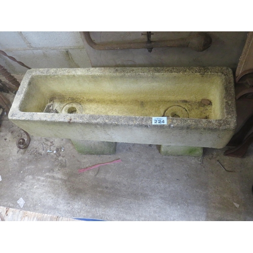 224 - Reconstituted stone trough on legs 33.5