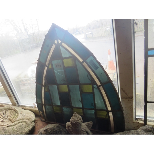 237 - Arched lead glass panel 24