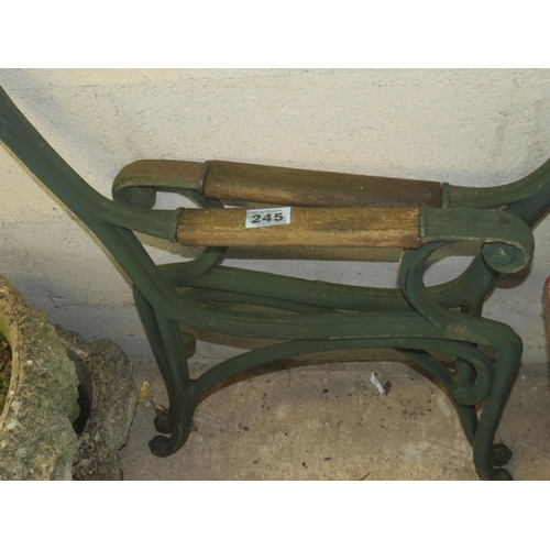 245 - Pair cast iron garden bench ends