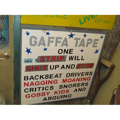 284 - Gaffs tape sign on metal 20