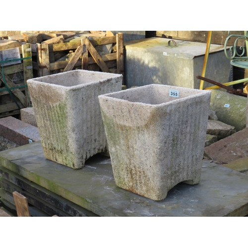 355 - Pair square garden pots