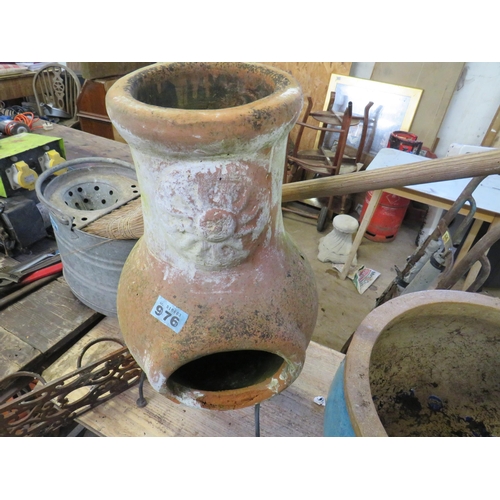 976 - Terracotta chiminea on stand