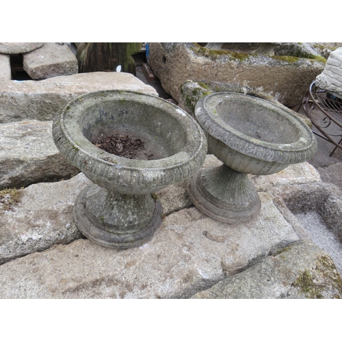 365 - Pair stoneware pots on stand diameter 17.5