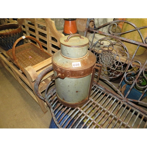 606 - Early galvanised milk churn-4 gallon