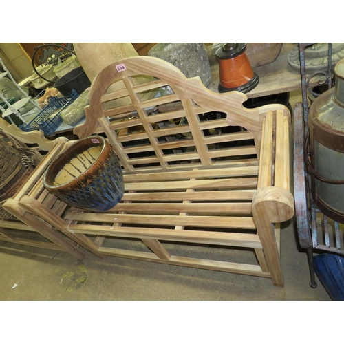 608 - Teak hardwood double bench seat