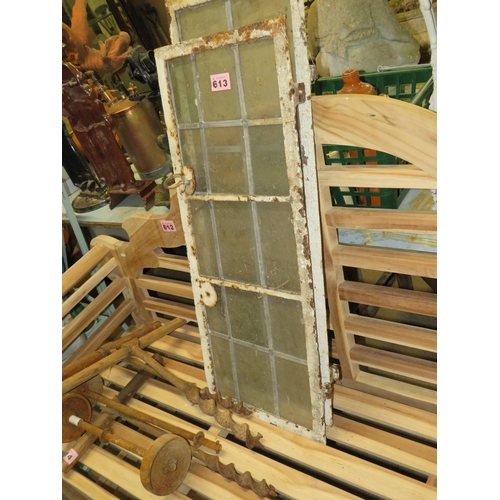 613 - Pair leaded glass windows 31