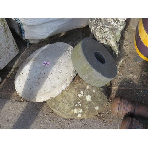 484 - 1 granite,1 cement mushroom tops & grinding wheel
