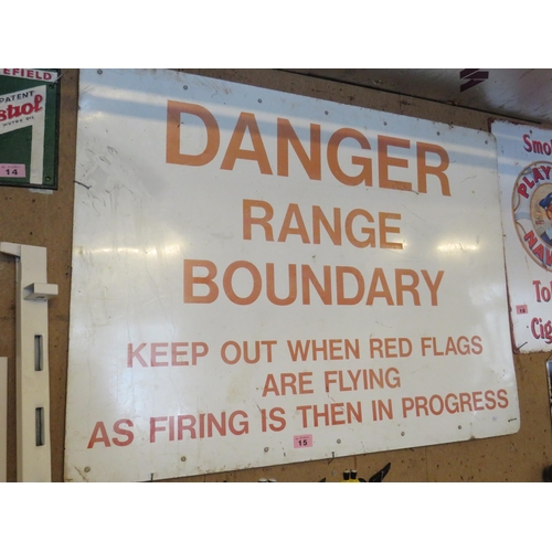 15 - Aluminium Danger boundary shooting sign 3ft x 4ft