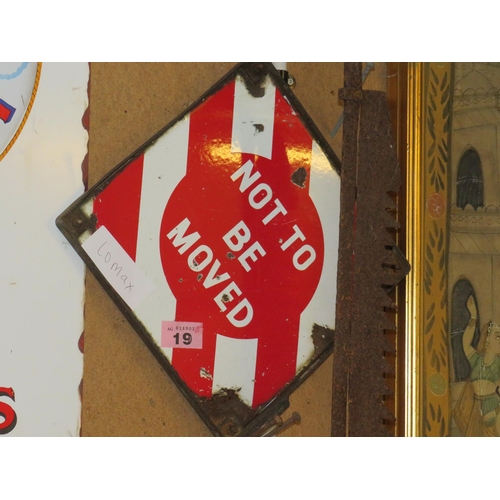 19 - Framed enamel double sided Railway sign  12.5