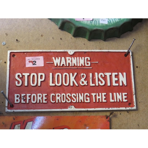 2 - Cast iron warning sign 6.5