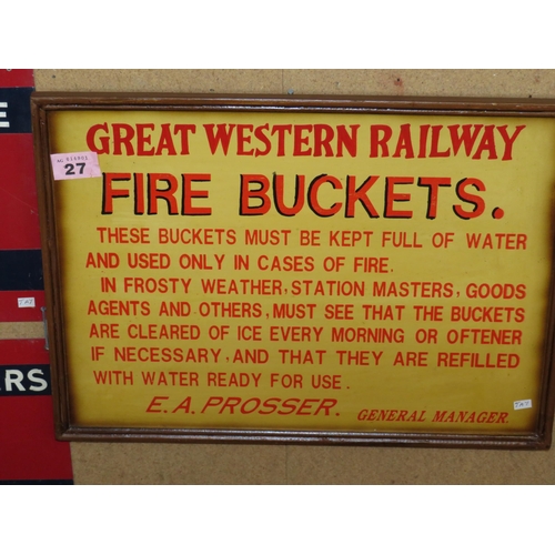 27 - Wood GWR fire drill sign 16