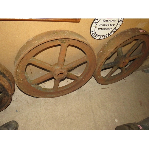 32 - Pair cast iron wheels 2ft diameter