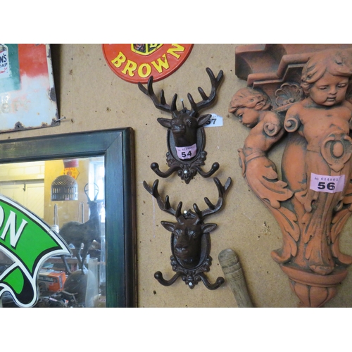 54 - Pair cast iron deer coat hangers