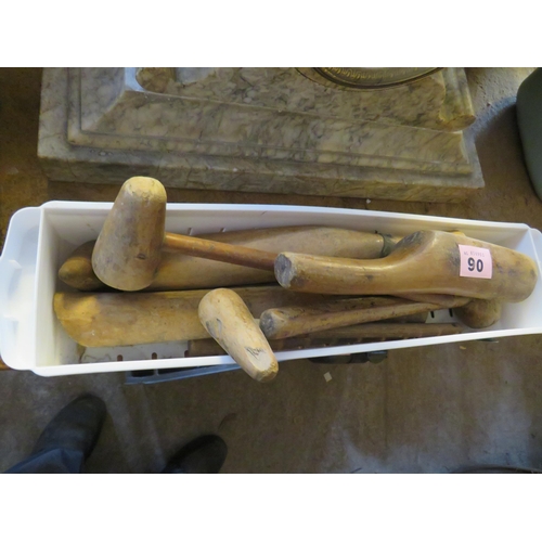 90 - Box wooden hammers etc