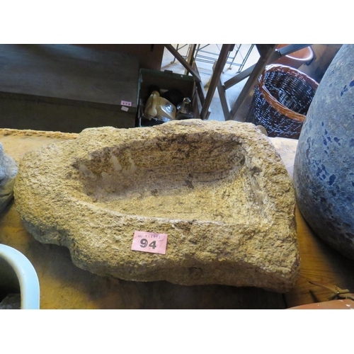 94 - Small granite birdbath length 17